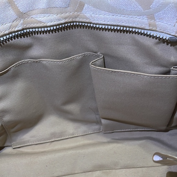 🤎🤎 Coach Signature Hampton Optic Bag Purse Stripe Cream White Satchel - Picture 10 of 16